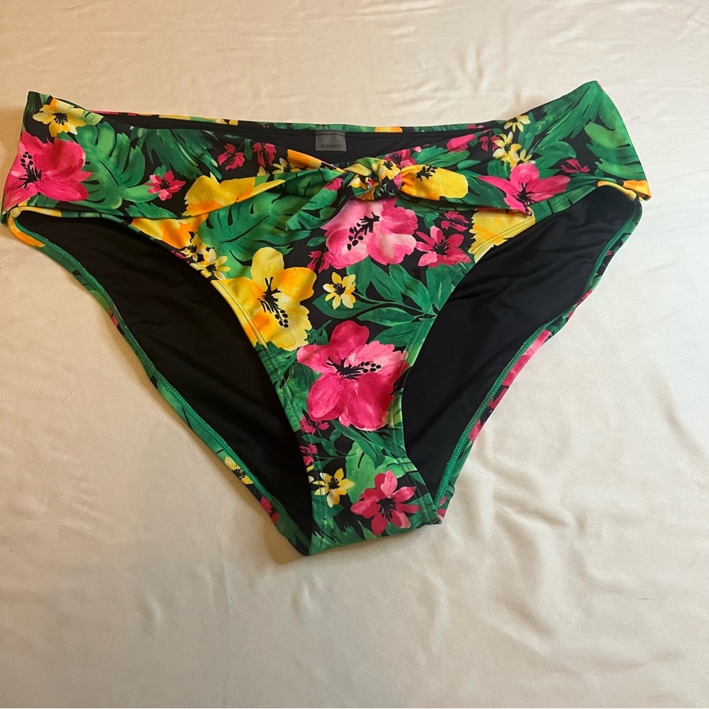 Old Navy Tropical Floral Bikini Bottoms 2X‎ High Rise Swim Plus NWOT